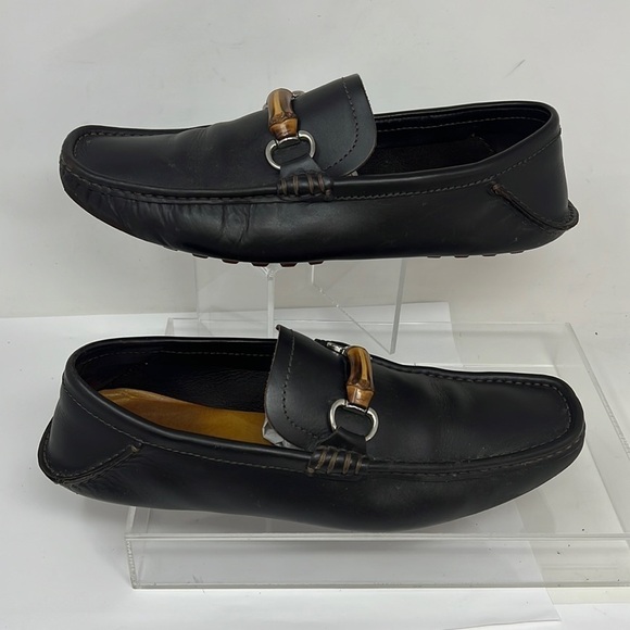 Gucci Men’s Sz 8 Brown Leather Bamboo Horsebit Slip on Loafers - Picture 2 of 14